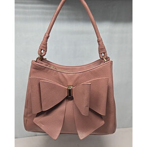 Grossi Womens Bow Pink Satchel Purse Crossbody Handbag